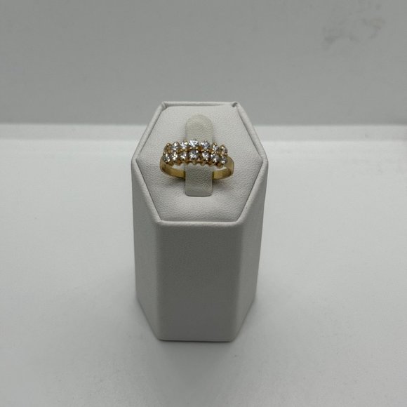 10K Yellow Gold Diamond Ring Double Row size 8 - Picture 7 of 12